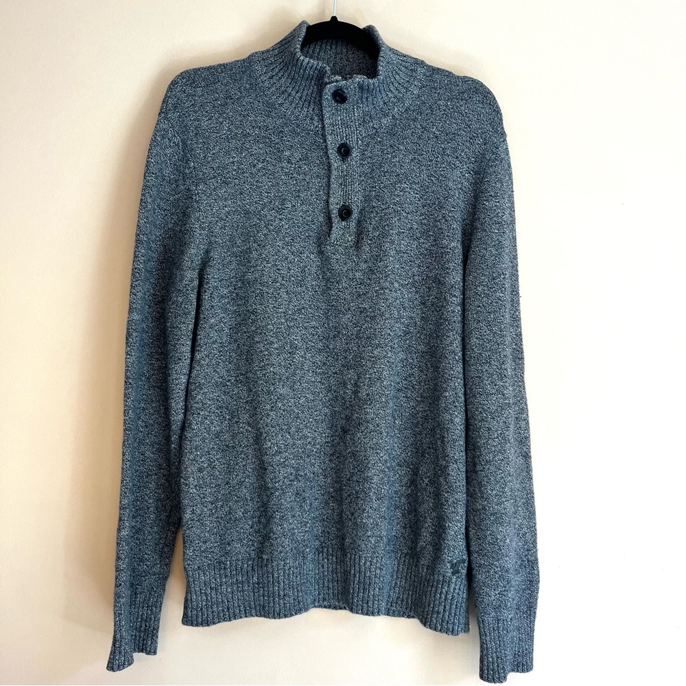 American Eagle Outfitters Sweater Men's L Gray Funnel Neck Warm Fall Preppy